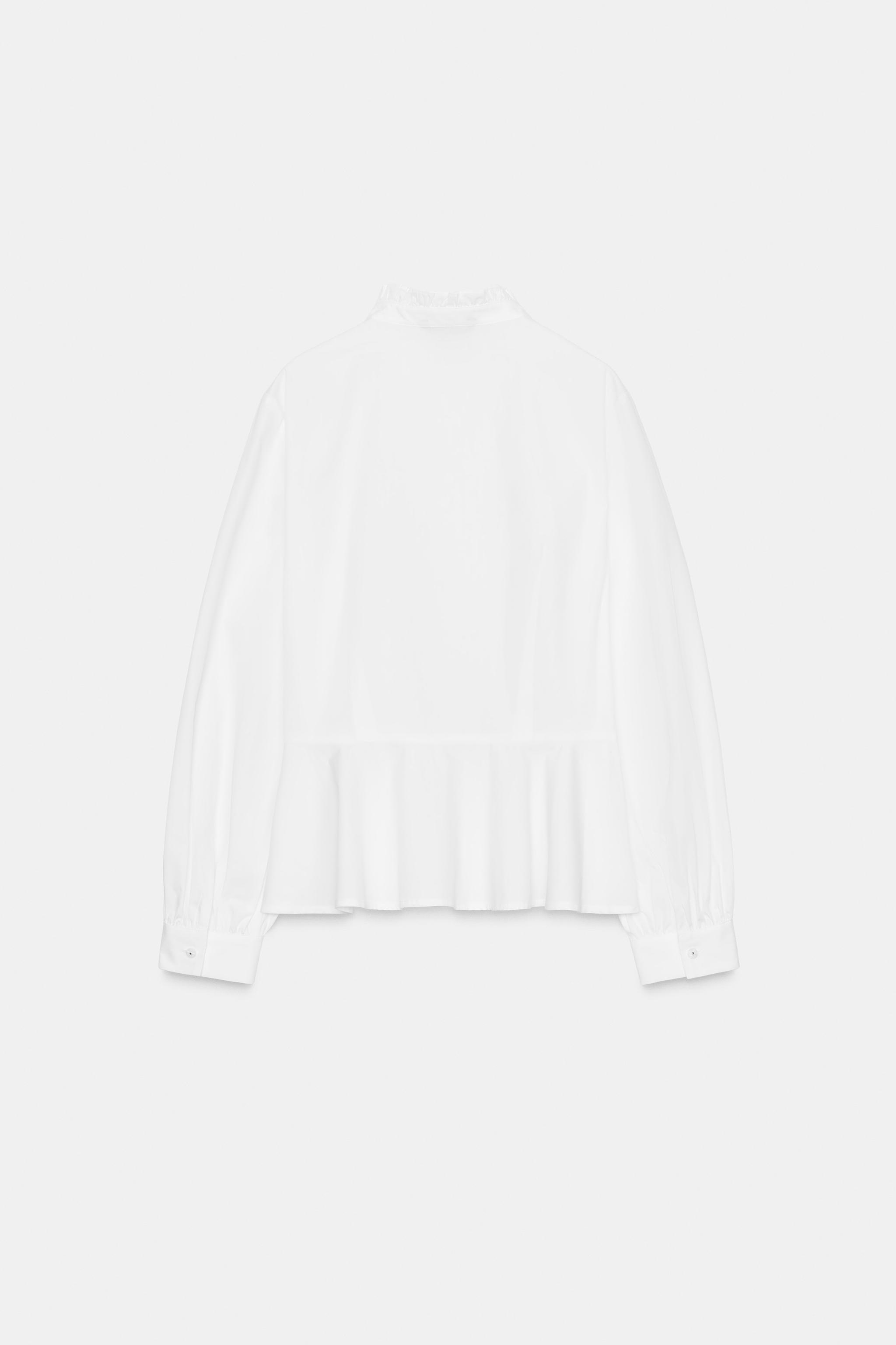 TIED PEPLUM POPLIN SHIRT